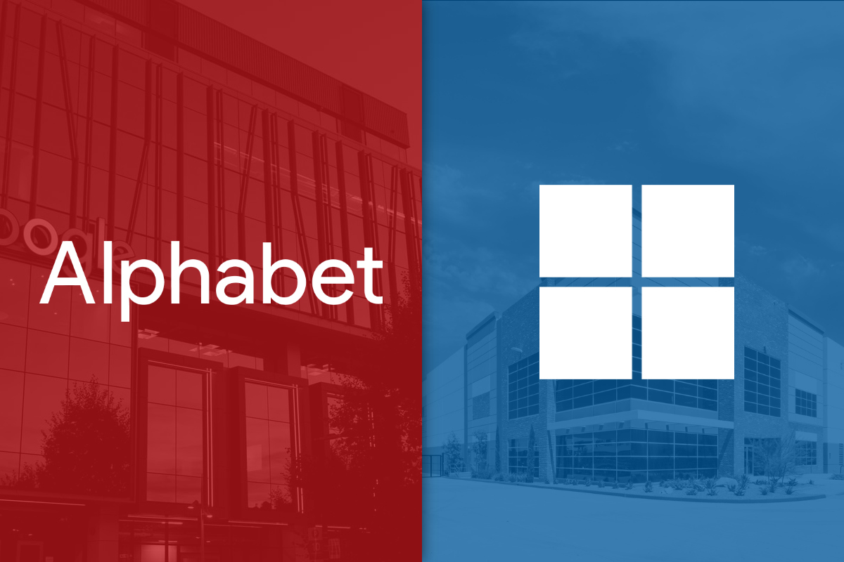 Alphabet and Microsoft logos side by side