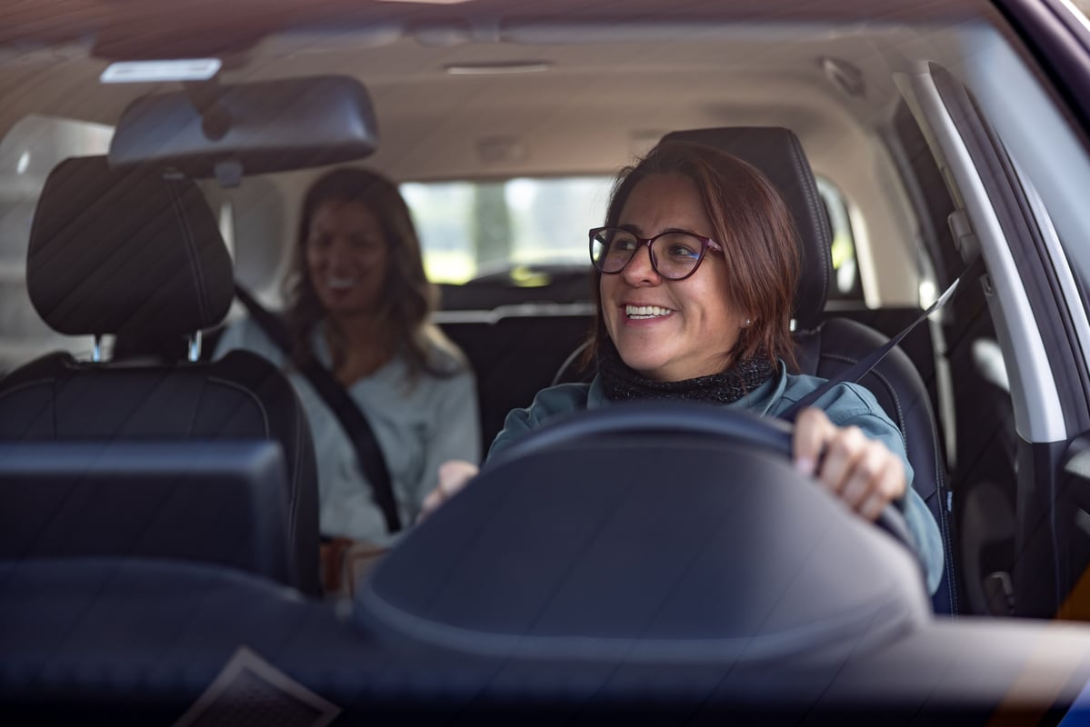 A person driving a car