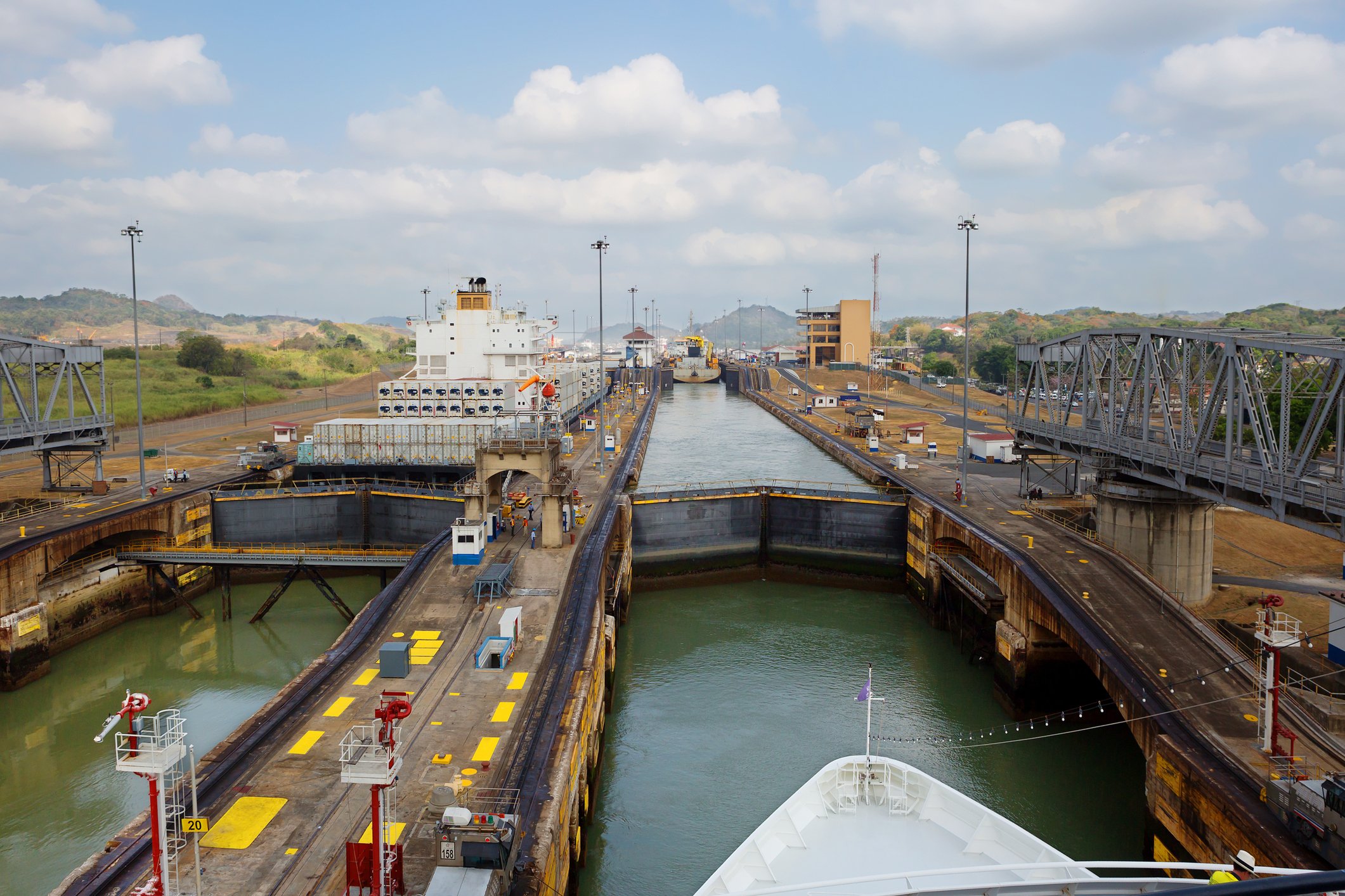 The first lock of the Panama canal from the Pacific ocean