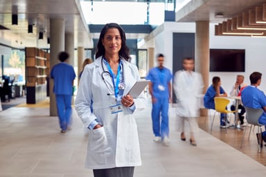 Doctor standing in a hospital.