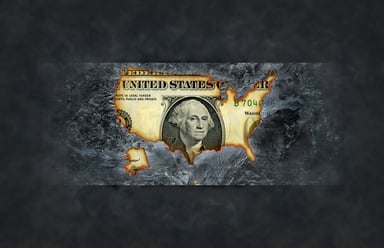 Dollar bill burning up