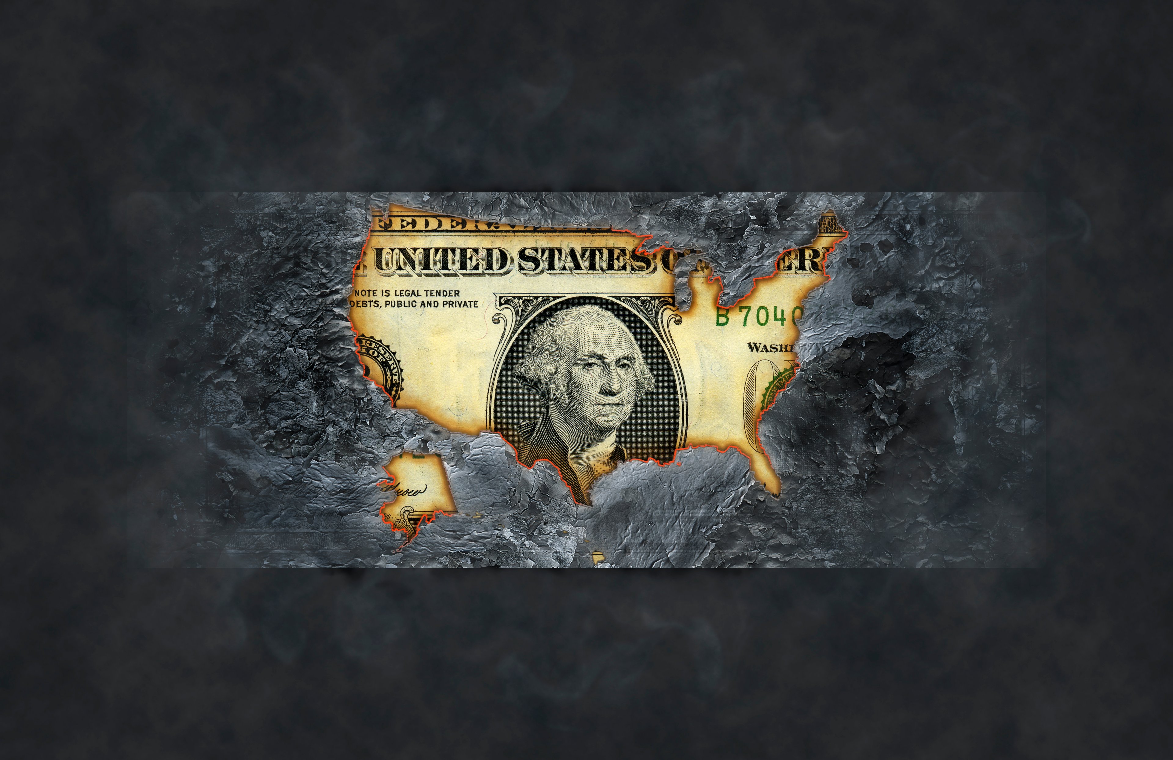 Dollar bill burning up