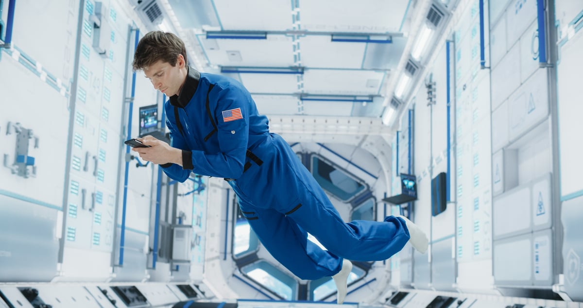 An astronaut in a spaceship