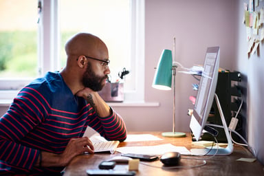 Person staring at computer screen