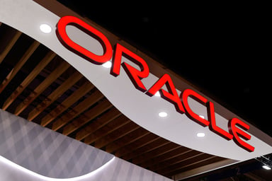 Oracle logo in red neon. IS Oracle.