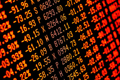 red numbers on a stock chart