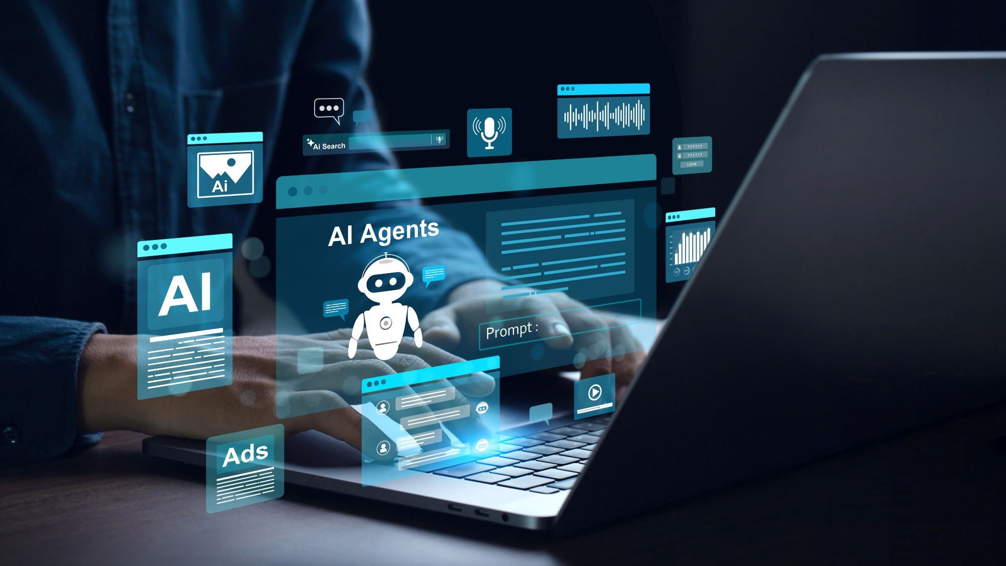 A person interacting with an AI agent.