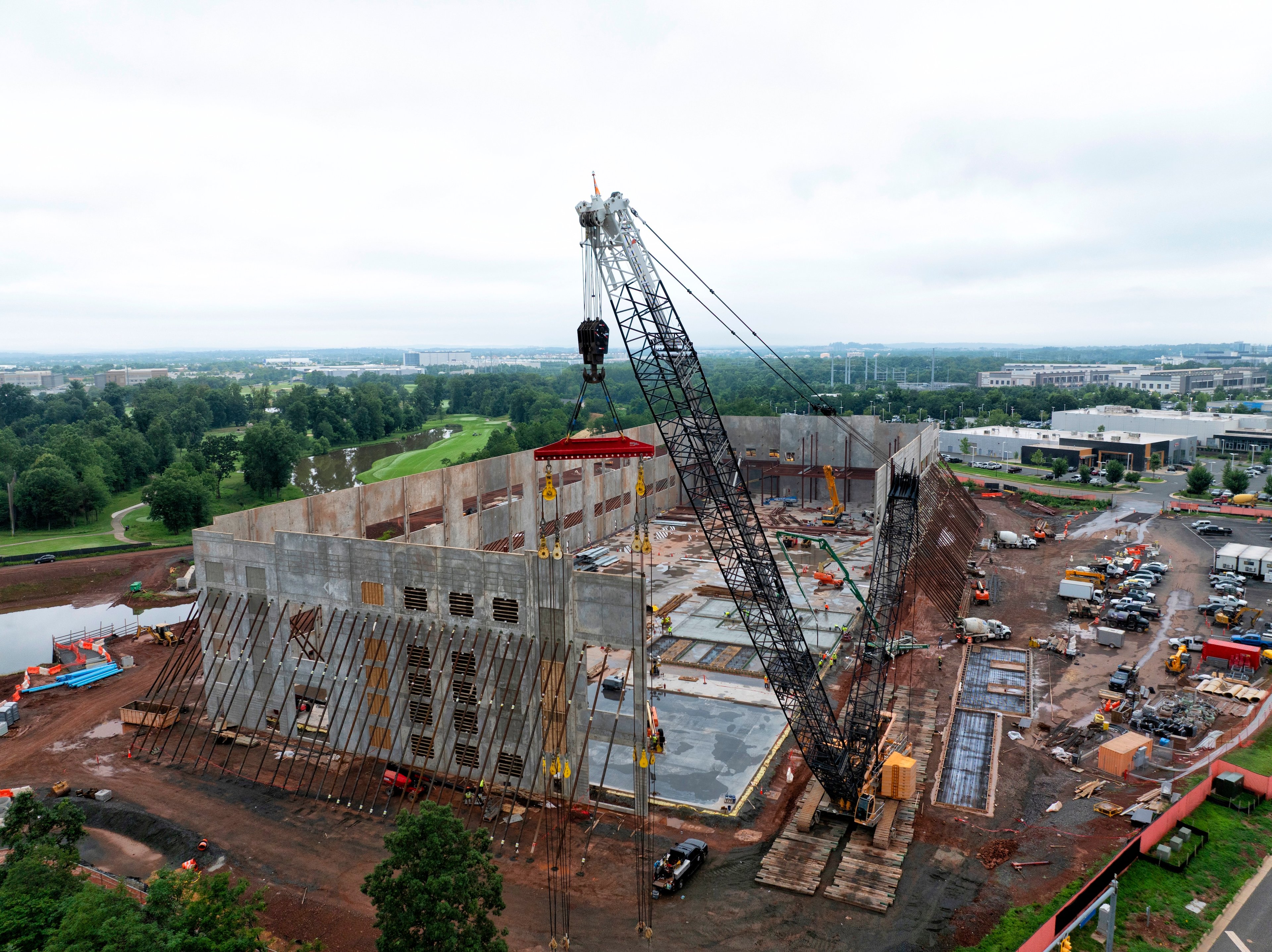 aerial view of data center under construction. 