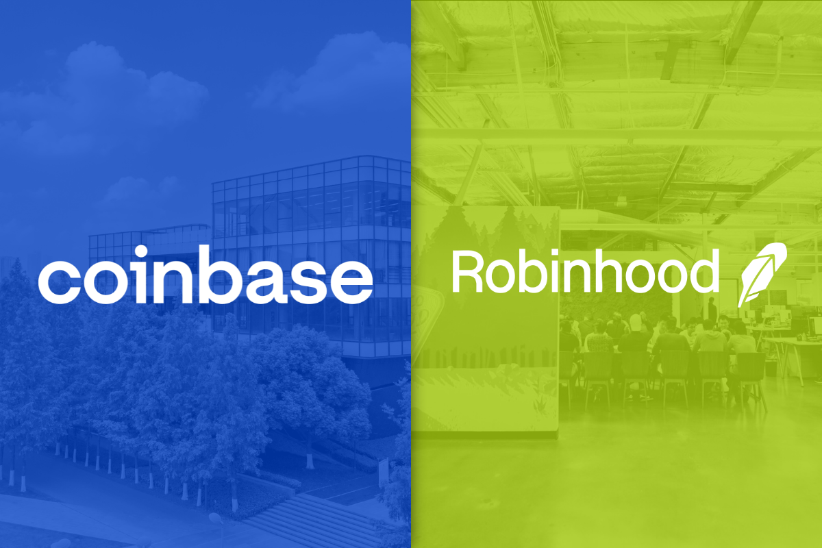 coinbase and robinhood logos
