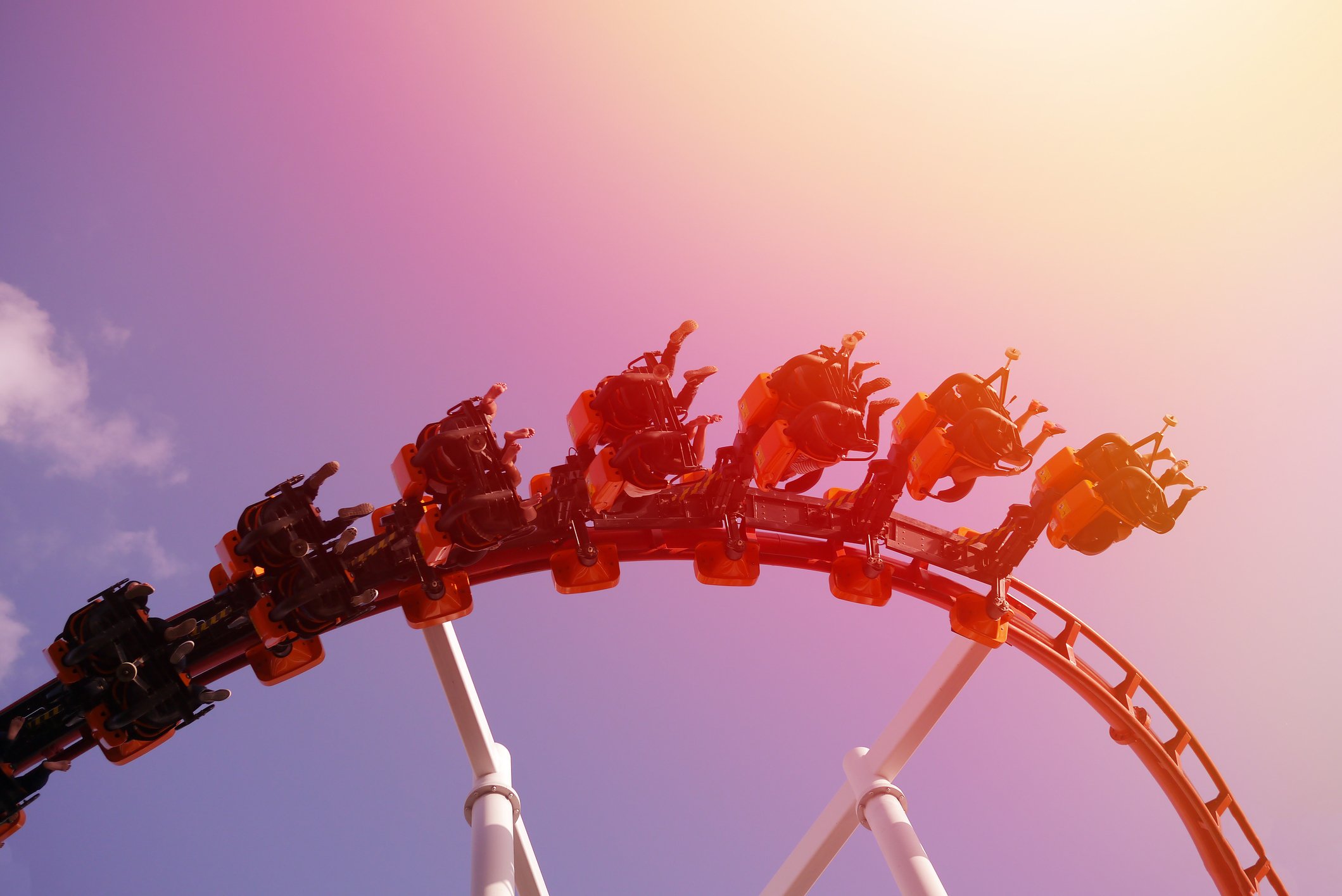 People going upside down on a roller coaster
