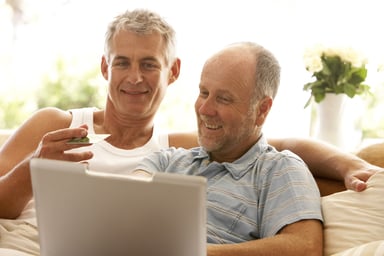 Two people shopping with credit online