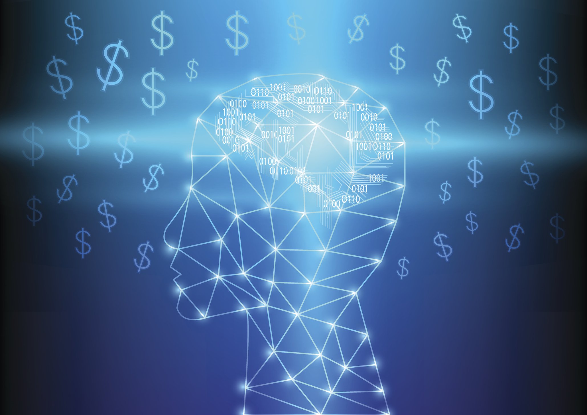 AI head and dollar signs