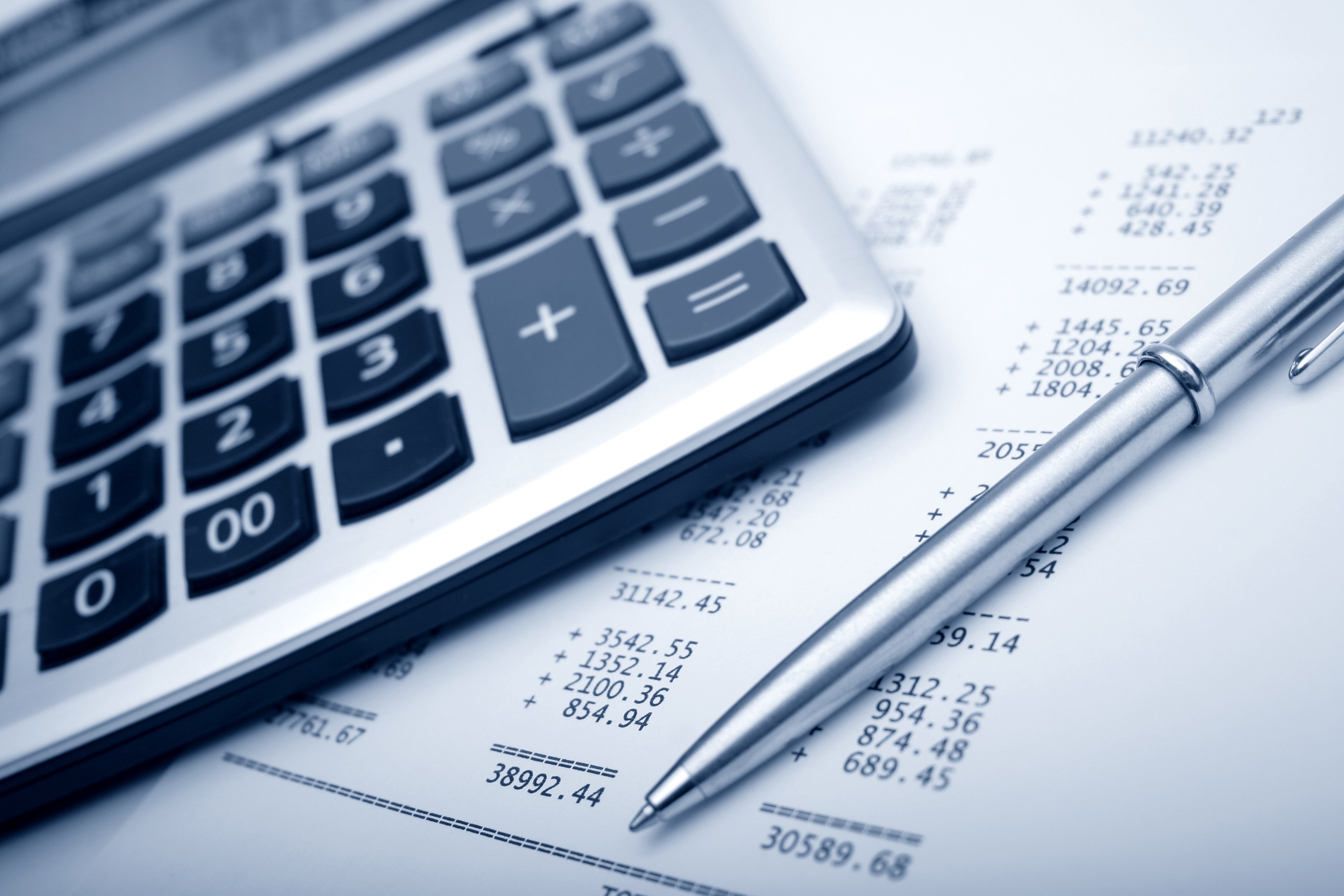 Calculator and paperwork