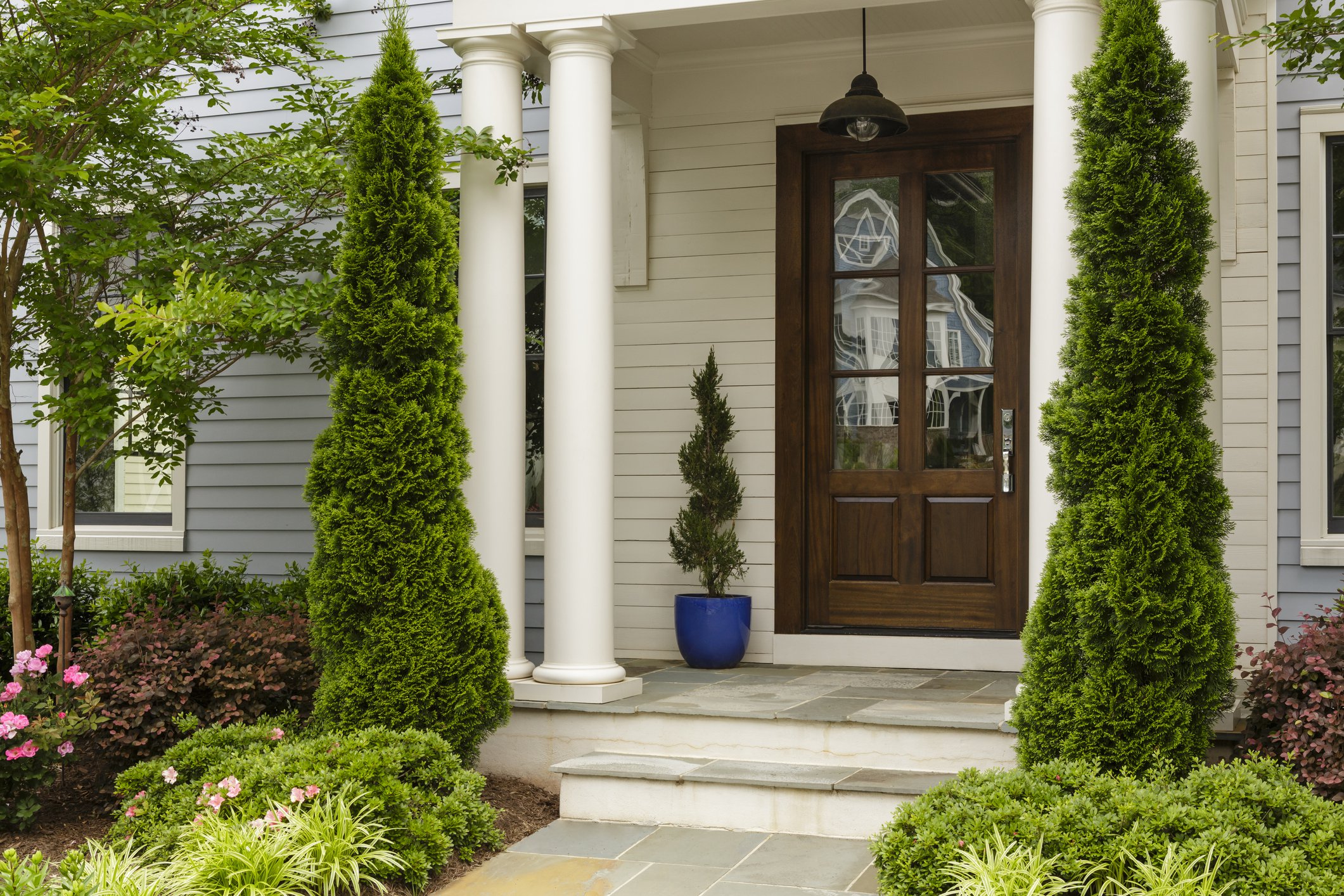 Landscaping Front Door Topiary Columns