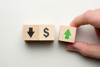 Block arrows and dollar sign.