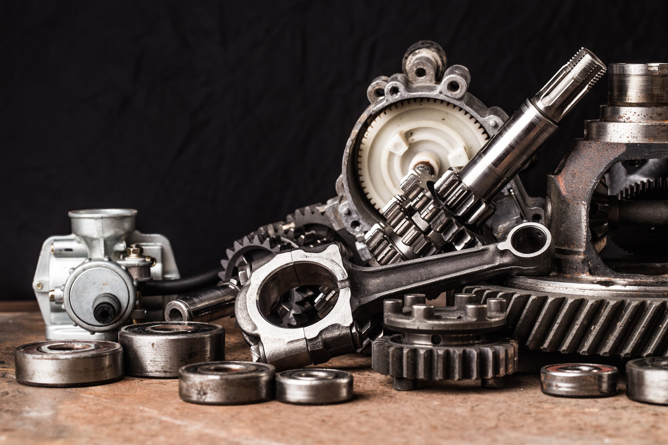 Automotive parts in a pile
