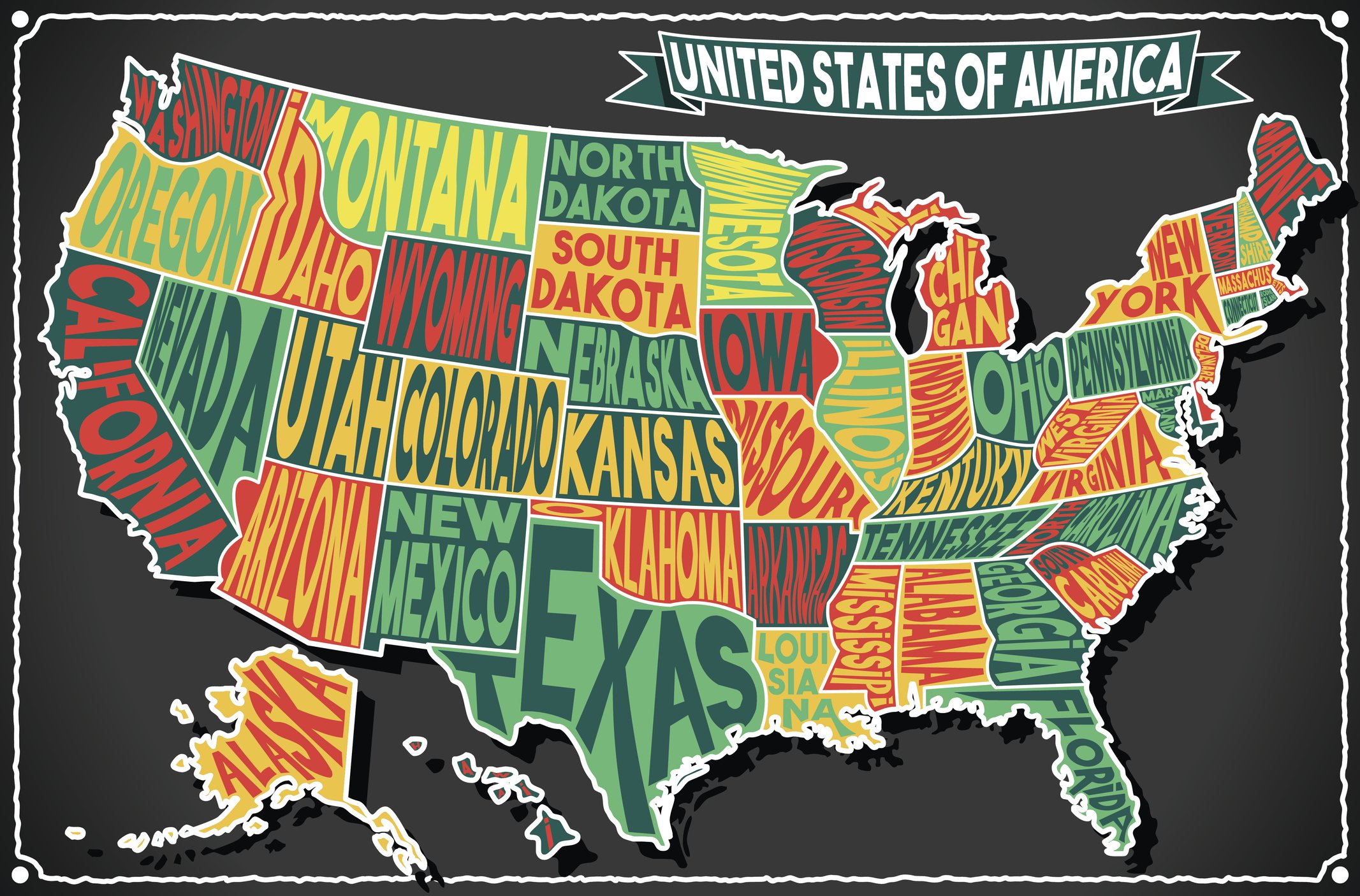 illustrated map of United States