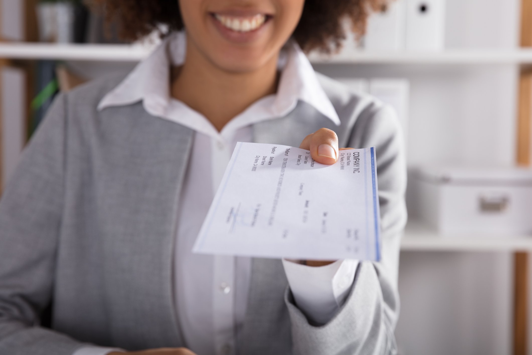 person and a cashier's check