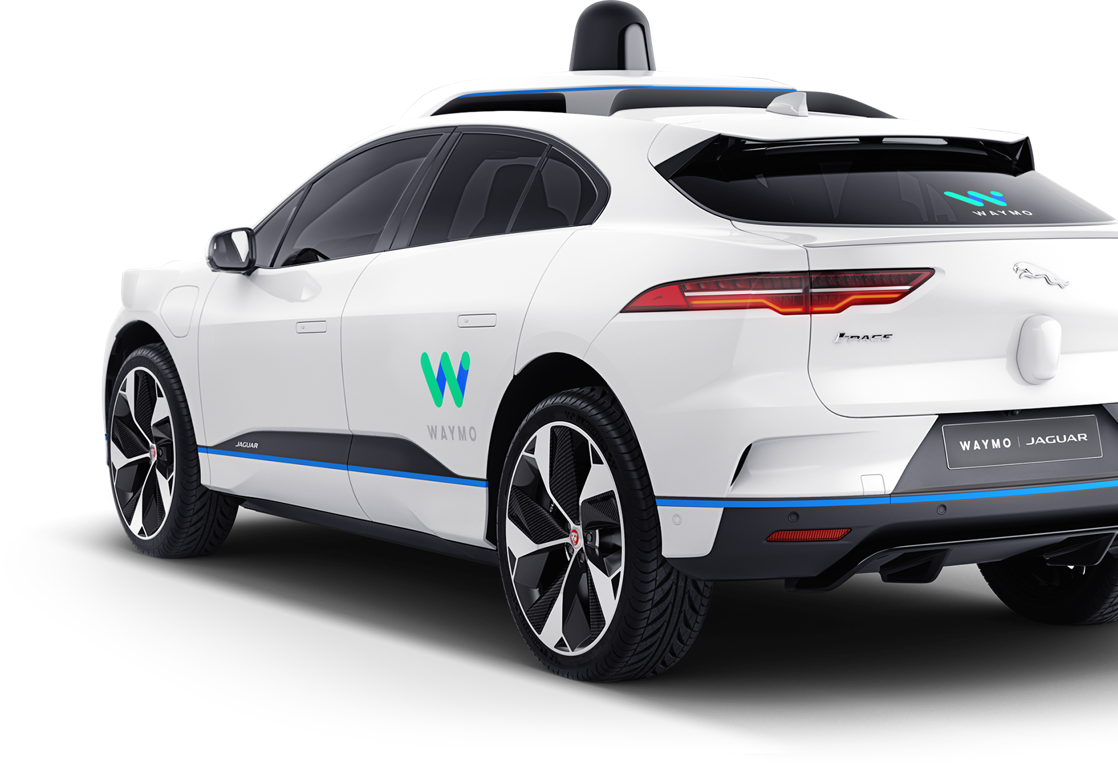 A Waymo Jaguar sports  SUV.