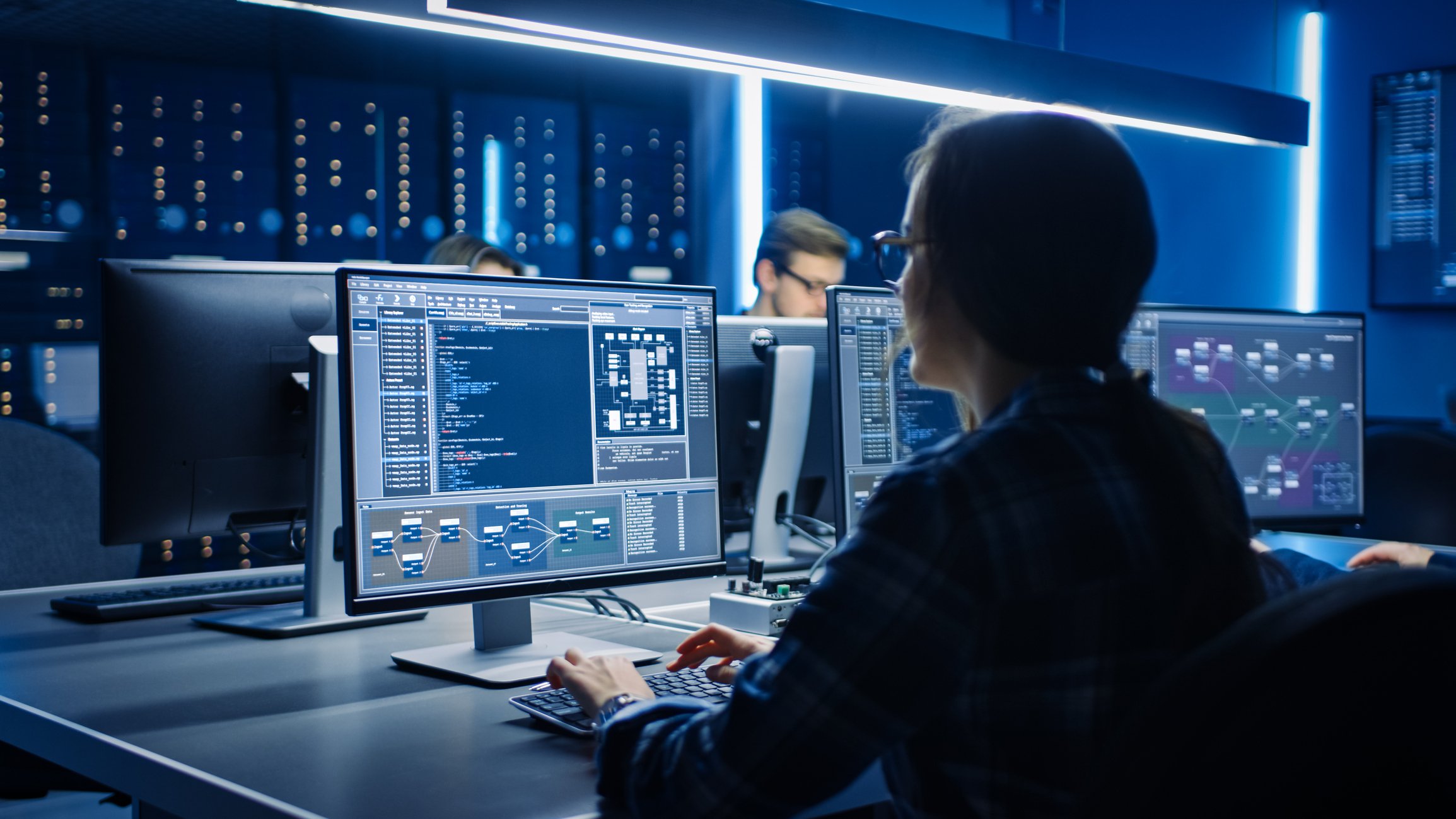 Software engineers working