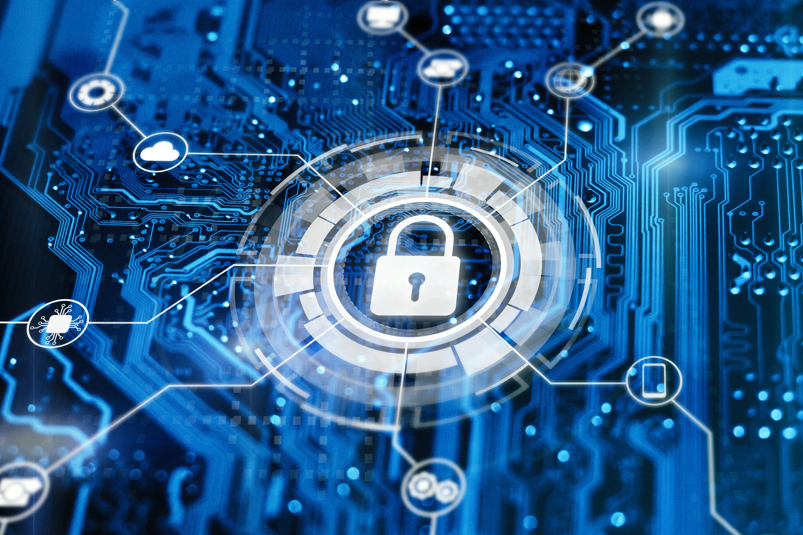 Digital padlock illustrating cybersecurity