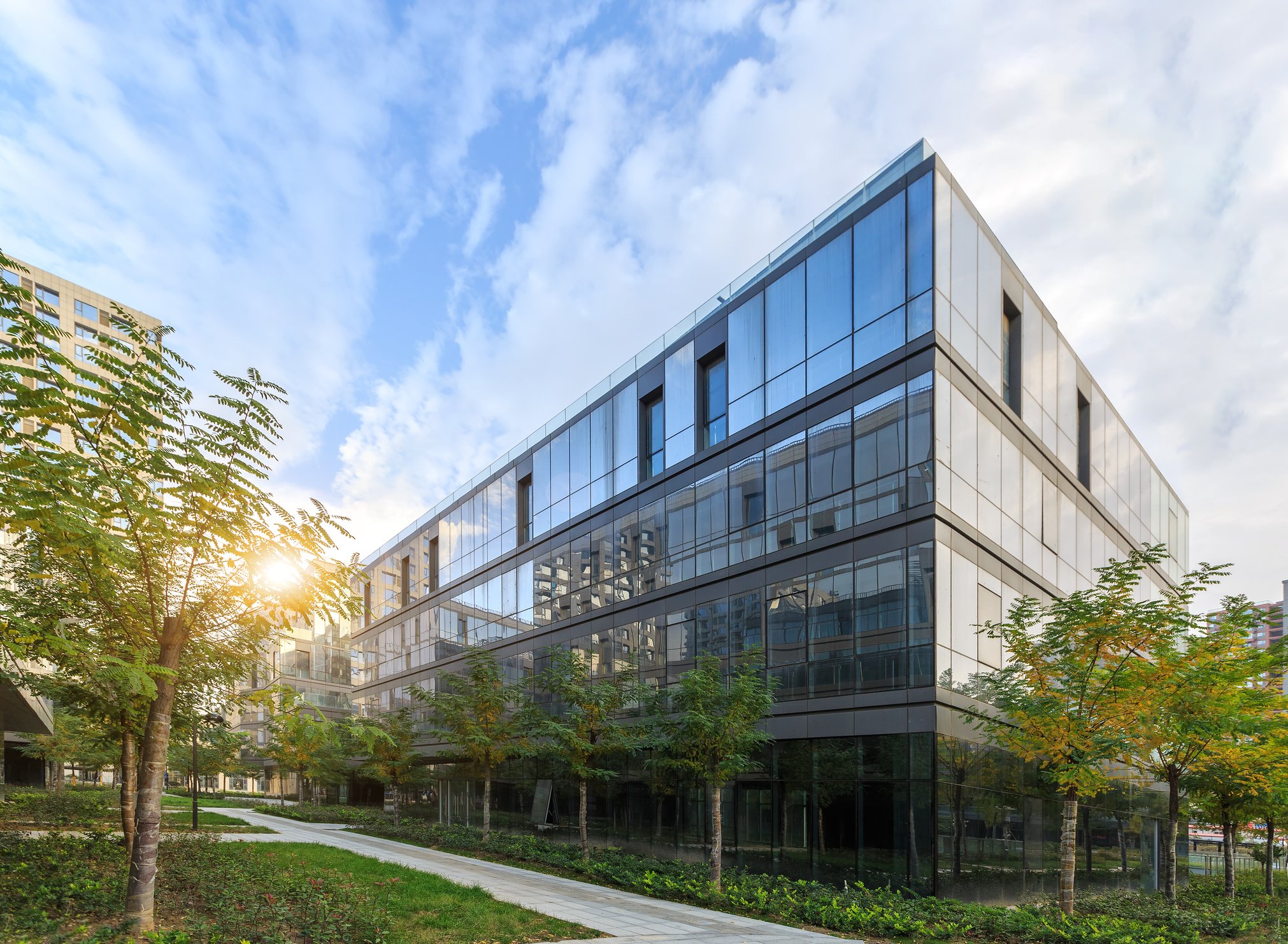 Newly developed office building commercial real estate