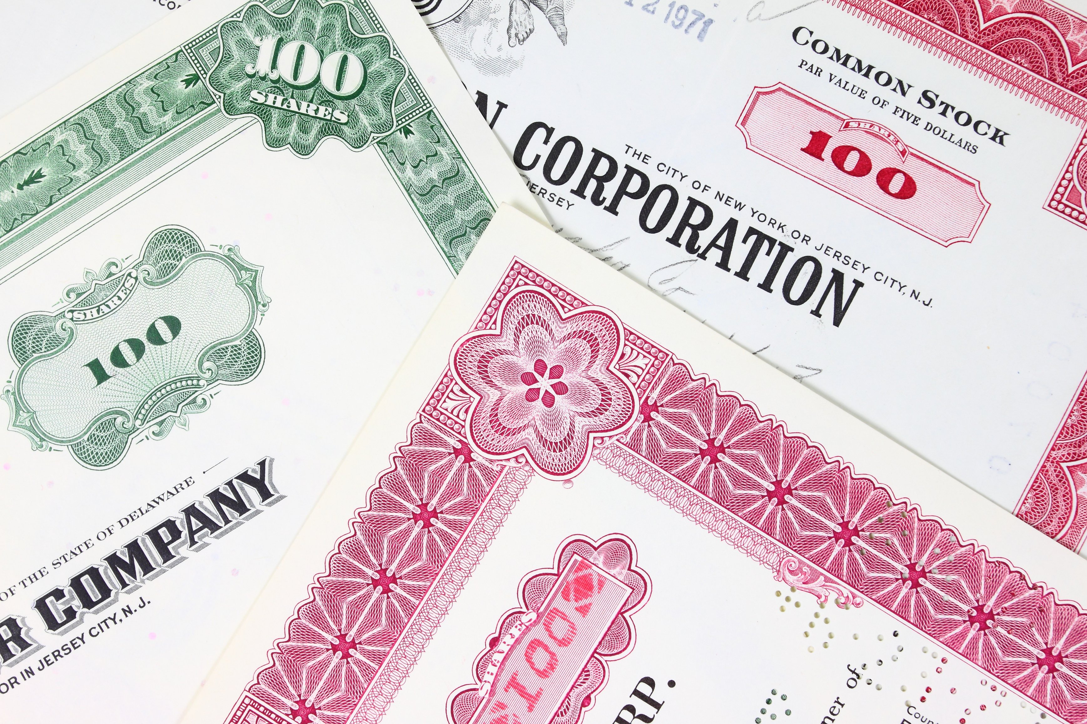 stock certificates