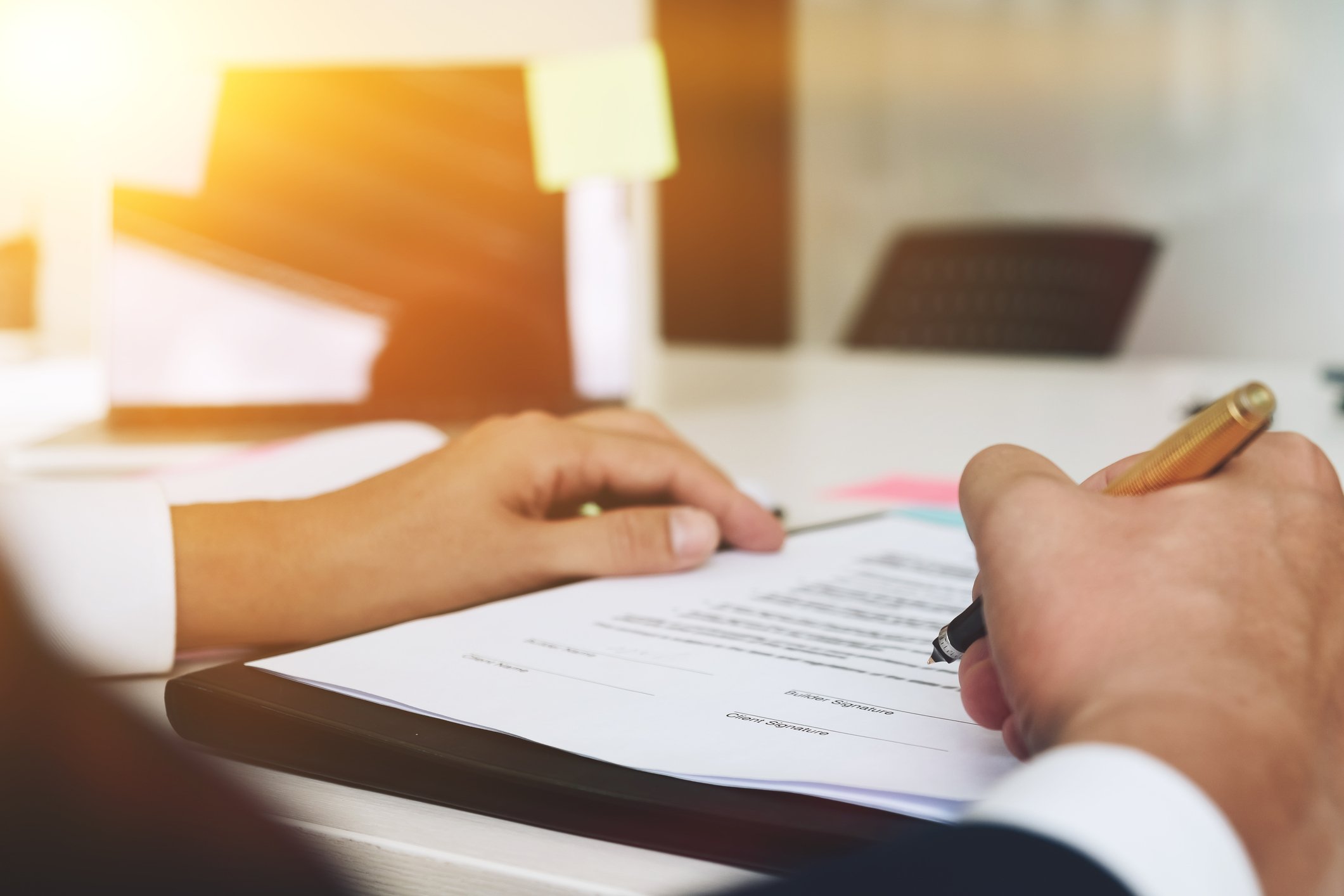 Businessperson reviewing income statement