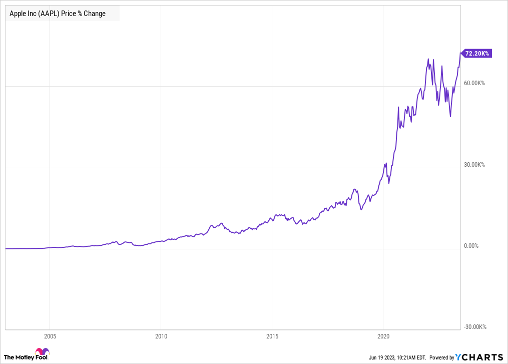 aapl % change 2003-2023