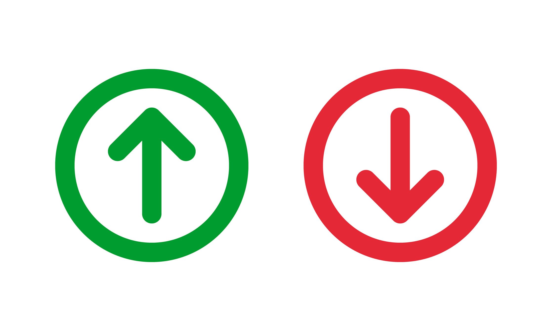 Green up button and red down button