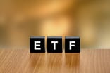 GETTY ETF or exchange traded fund on black block