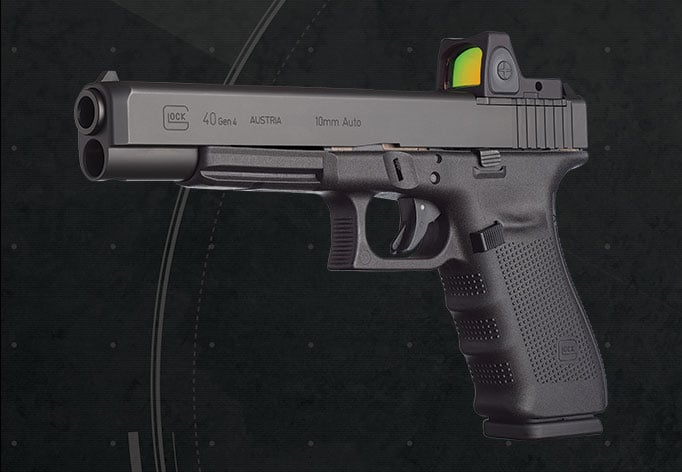 A Glock 40 10mm semiautomatic pistol in MOS configuration