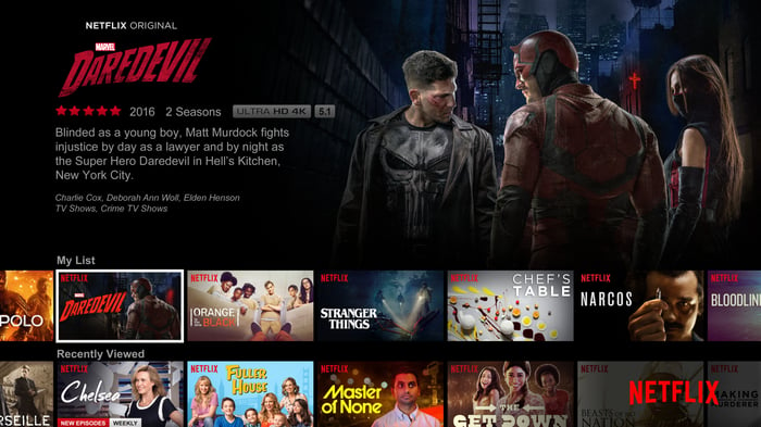 Screenshot of Netflix home screen.