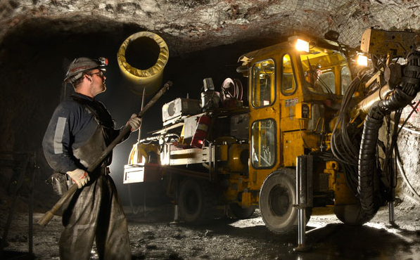 A Hecla Mining employee working in at the Greens Creek mine.