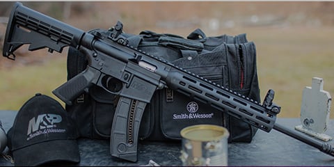 A Smith & Wesson M&P 15 modern sporting rifle