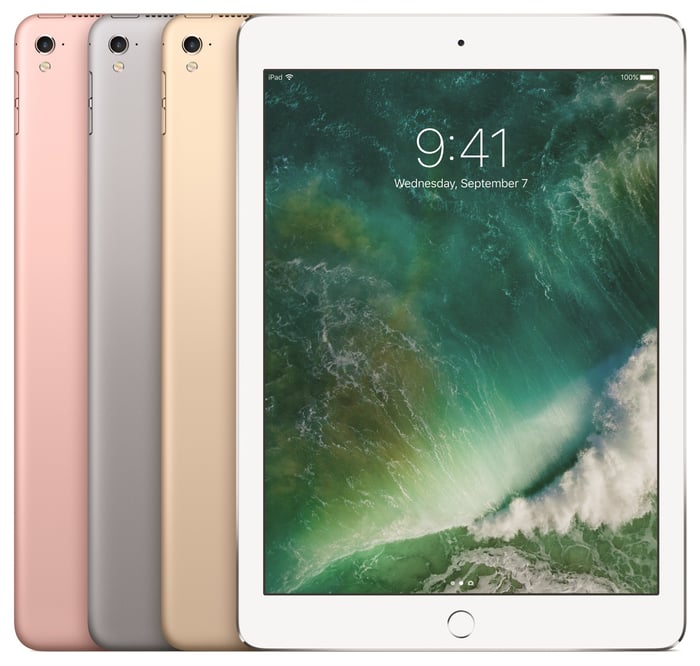 Apple's iPad Pro 9.7-inch lineup in four colors -- rose gold, space gray, gold, and silver