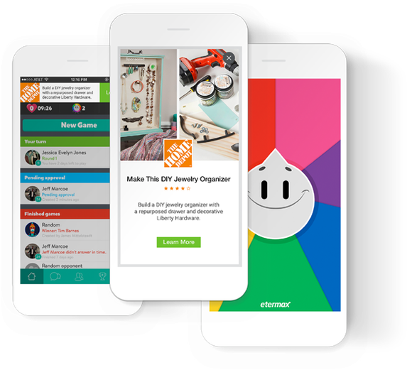 Three Facebook Audience Network publishers apps/websites on three separate smartphones.