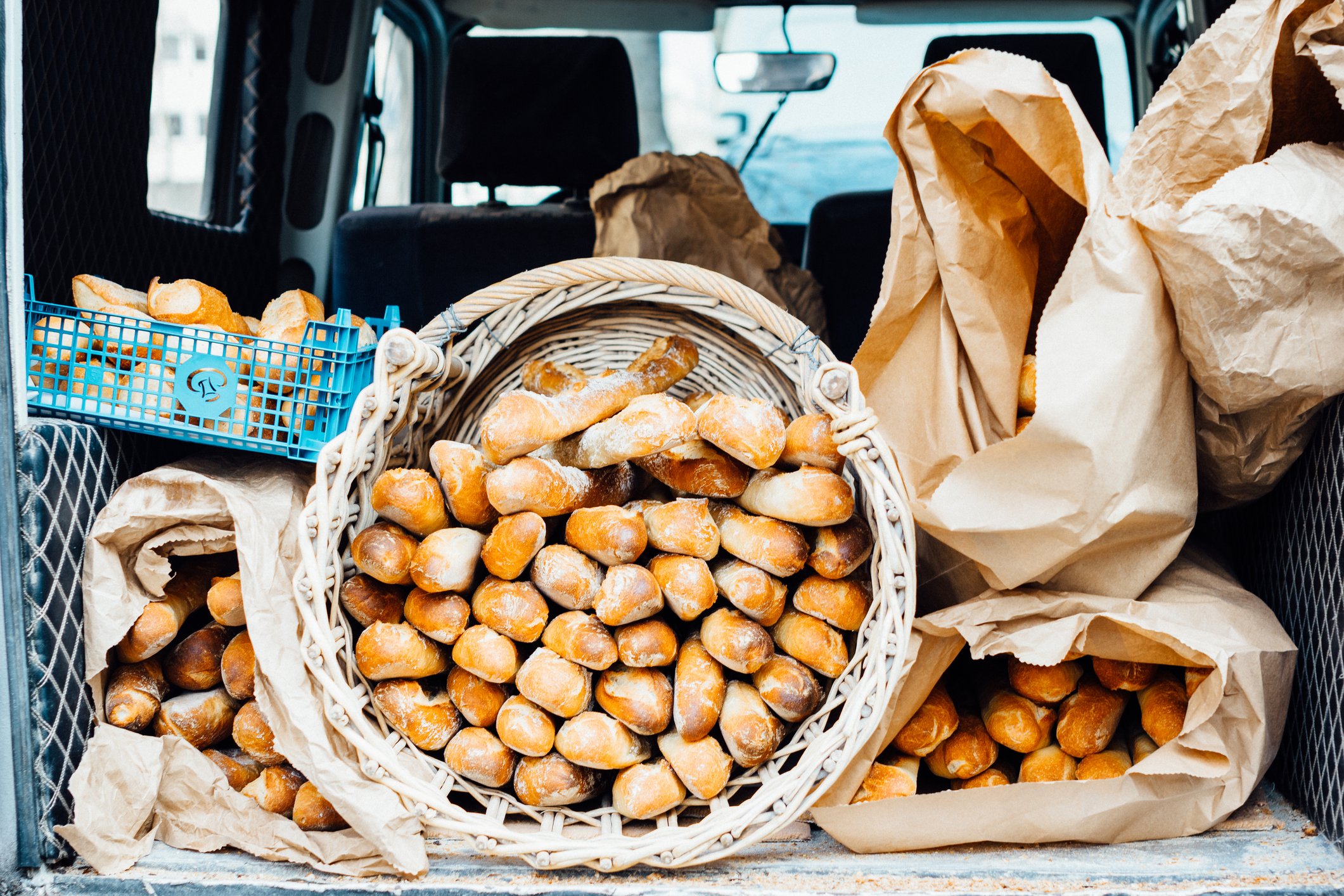 Foodservice Distribution Bread in the Back of Delivery Truck