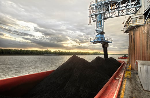 Coal being loaded onto a ship.