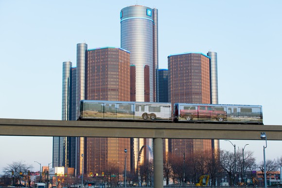General Motors' HQ in Detroit, MI.