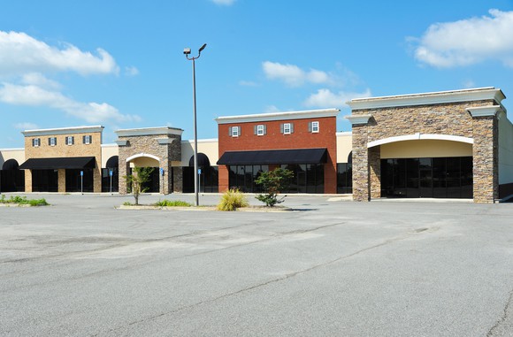 An empty mall parking lot.