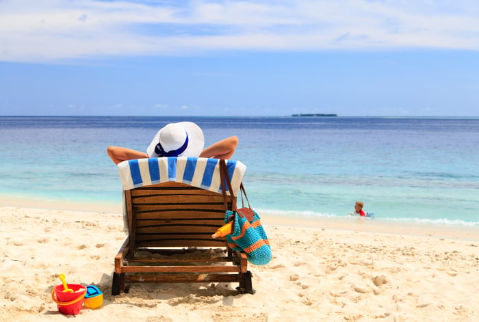 Woman relaxing on the beach