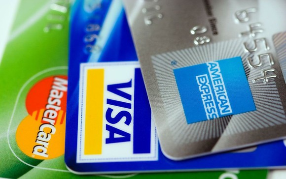 One American Express credit card, one Visa credit card, and one Mastercard credit card.