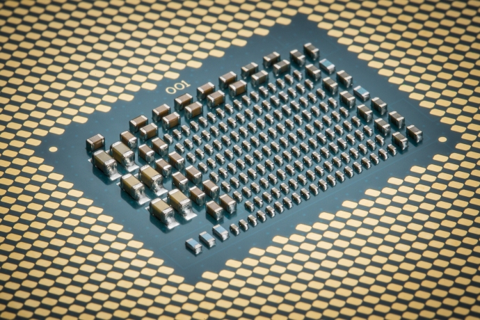 The bottom of an Intel Core X chip.