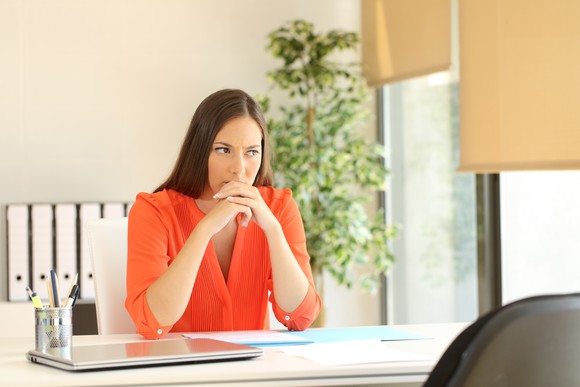 Woman sitting at a desk
