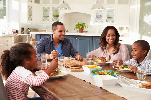 Family eating a meal