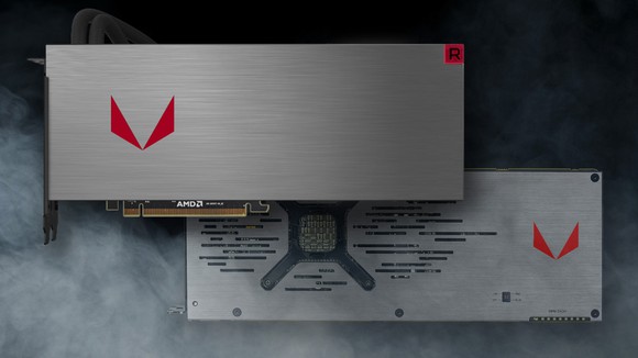A top and bottom view of the Radeon RX Vega 64.