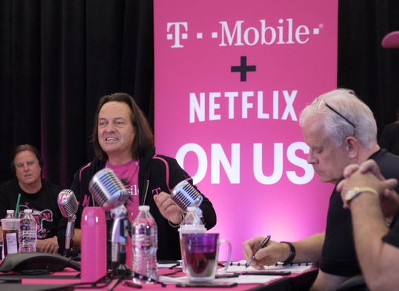 T-Mobile CEO John Legere unveiling Netflix On Us
