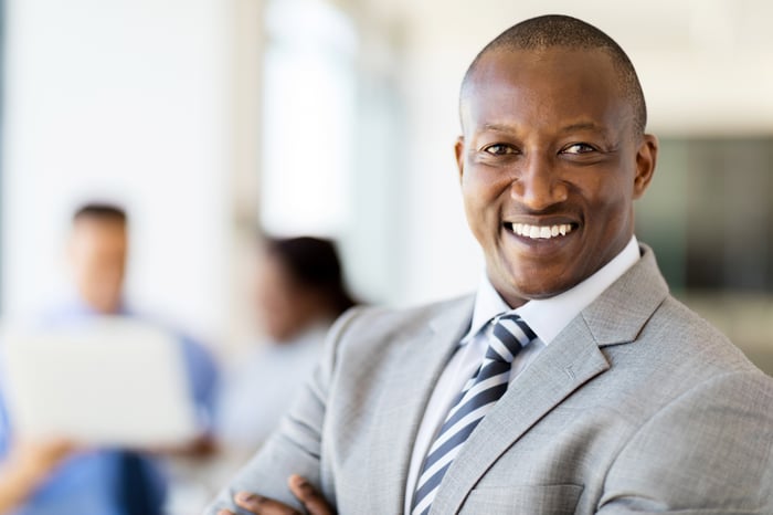 Smiling man in business suit