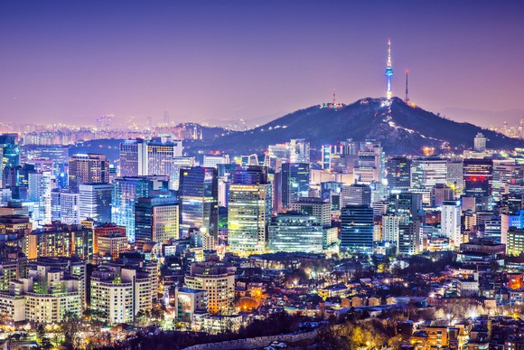 Seoul skyline at night.